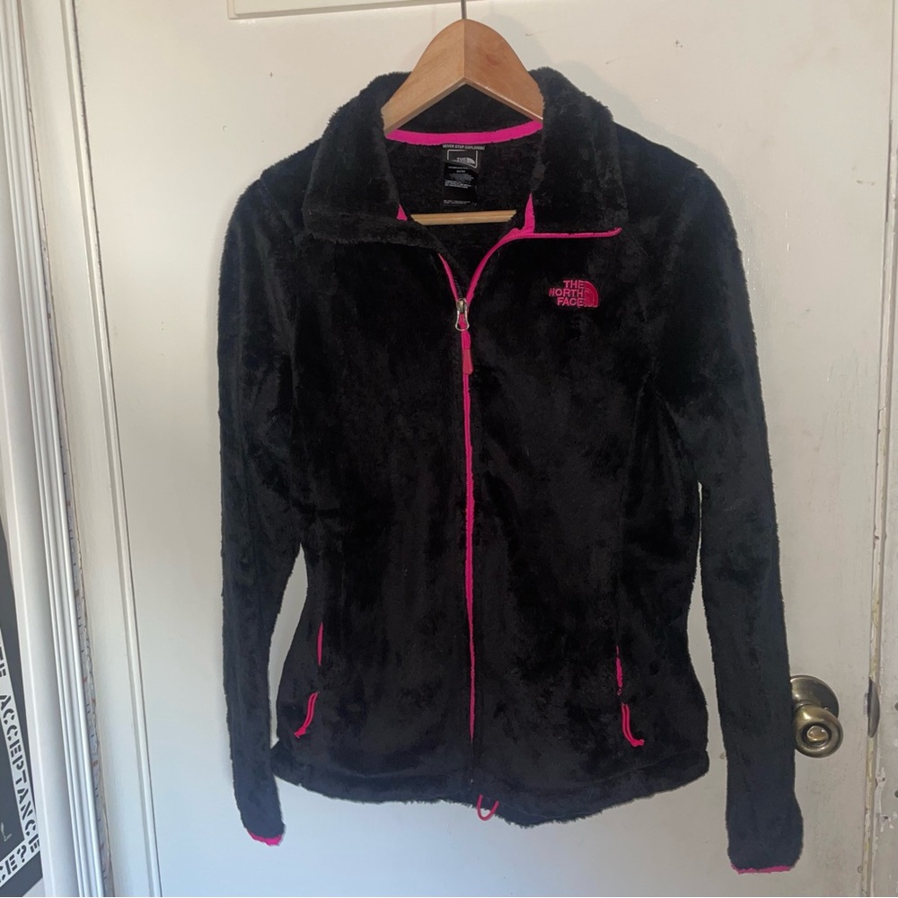 The North Face Women's Black Fleece Jacket with Pink Accents